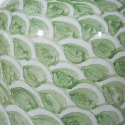 Spring Green Fish Scale Motif Porcelain Jar, Large