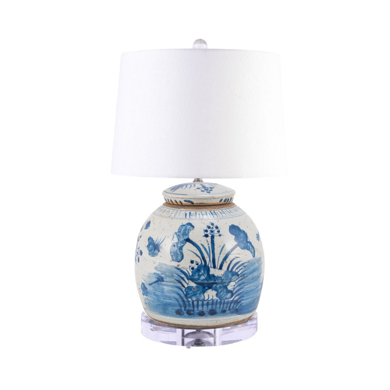 Vintage Ming Jar Lily Pads Lamp