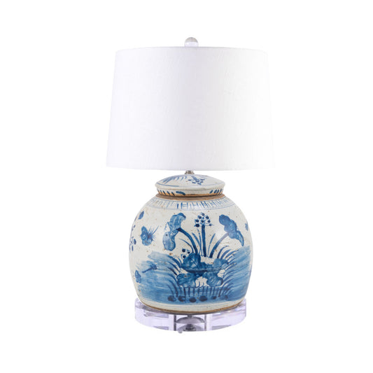 Vintage Ming Jar Lily Pads Lamp