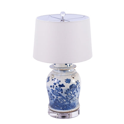 Vintage Temple Jar Lamp with Flower and Bird Motif