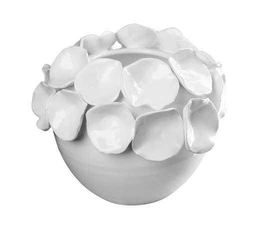 Caitlin Cachepot with Petals, White